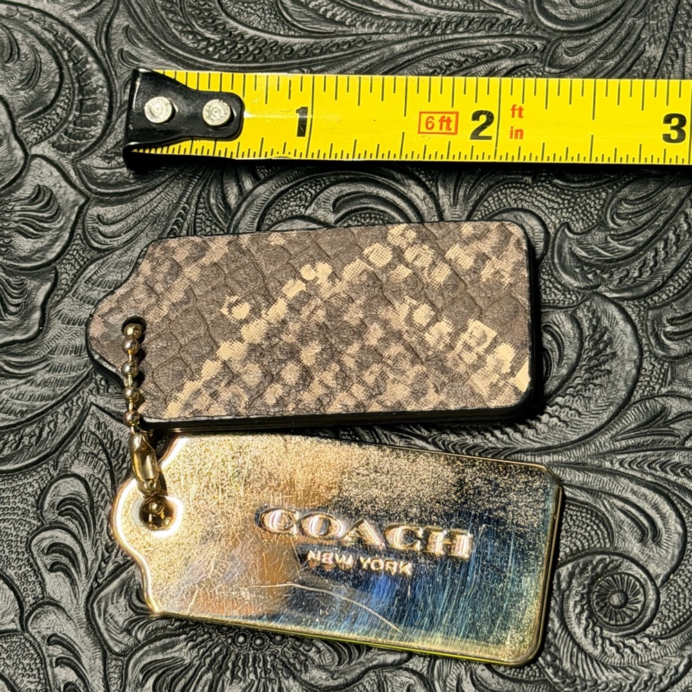 Coach Black Leather Tag with Python Print in Gold… - image 3